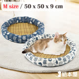 貓本屋 日式和風寵物涼蓆墊(M號) 白底藍貓
