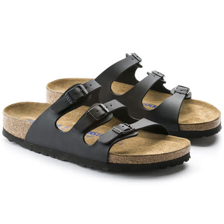 Birkenstock 勃肯 Florida 黑色 軟墊三條拖鞋