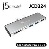 J5create JCD324 Gen2(Surface Pro 7/7+專用)二代超高速多功能擴充基座 灰
