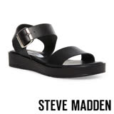 【STEVE MADDEN】DESTINED 真皮厚底粗帶休閒涼鞋(黑色) US7 / 23.5cm