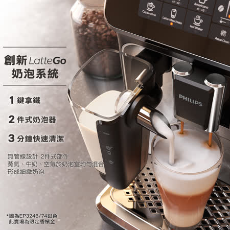 【Philips 飛利浦】全自動研磨咖啡機 EP3246