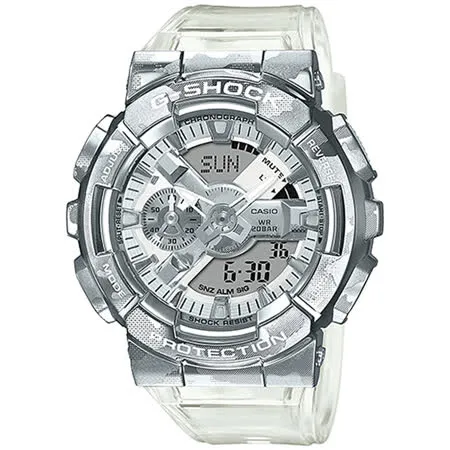 CASIO  G-SHOCK 雪地迷彩金屬雙顯手錶/GM-110SCM-1A