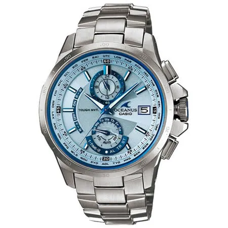 CASIO OCEANUS 動靜虛實鈦合金電波腕錶-銀