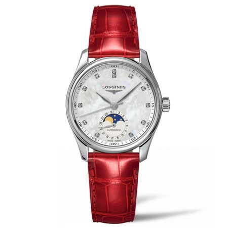 LONGINES 浪琴 巨擘 
經典月相鑲鑽機械腕錶 