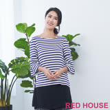 RED HOUSE 蕾赫斯-條紋喇叭袖棉TEE(藍色)