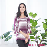 RED HOUSE 蕾赫斯-條紋喇叭袖棉TEE(紫色)