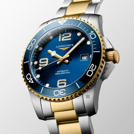 LONGINES 浪琴 深海征服者浪鬼陶瓷潛水機械錶-藍x金/41mm L37813967