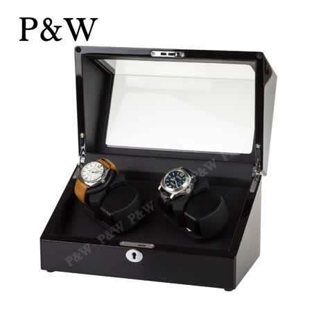 【P&W手錶自動上鍊盒】【木質鋼琴烤漆】4支裝 八種模式 全新特殊轉盤設計 動力儲存盒 機械錶專用 旋轉盒 錶盒