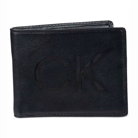 Calvin Klein 2021男經典CK大標誌黑色雙折皮夾