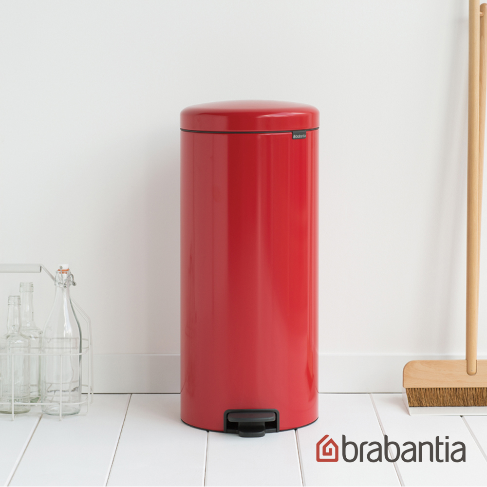 【Brabantia】NEWICON腳踏式時尚環保垃圾桶 熱情紅-30L (十年保固)