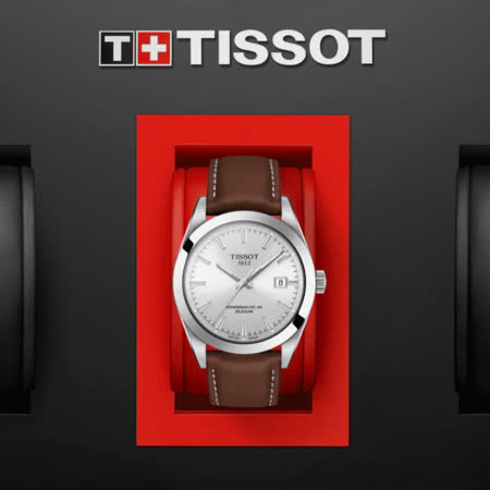TISSOT天梭 GENTLEMAN系列 簡約紳士矽游絲機械腕錶 / T1274071603100 / 40mm