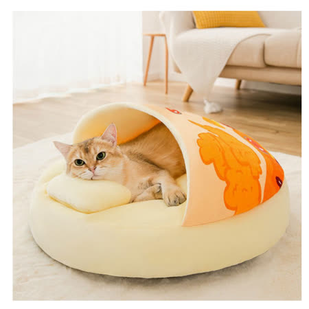【寵物愛家】貓犬用品秋冬溫馨保暖帶枕寵物窩(Z354)