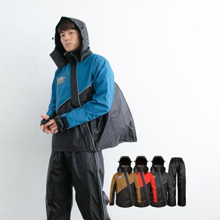 OutPerform-【背包款】終結者斜開專利兩件式風雨衣 緋紅