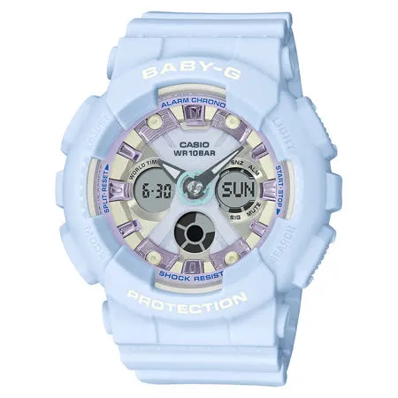 CASIO 卡西歐 Baby-G 休閒風雙顯手錶-清爽藍 BA-130WP-2A