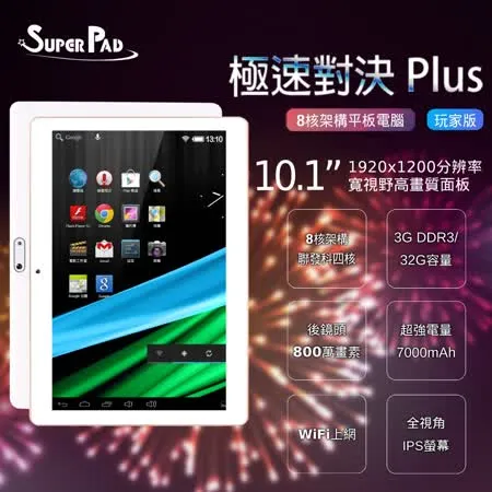 【SuperPad】極速對決PLUS 玩家版 10.1吋聯發科四核心WiFi平板電腦 (3G/32G)