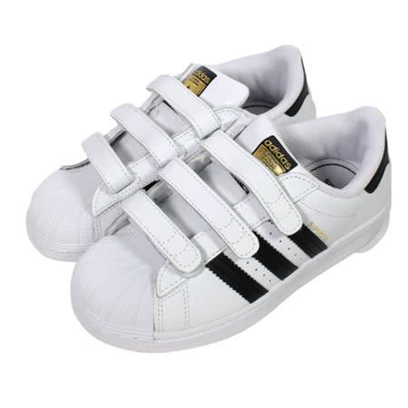 ADIDAS 中童SUPERSTAR CF C 三葉草魔鬼氈皮革經典金標復古鞋白黑金- EF4838 - 遠傳friDay購物- LINE購物