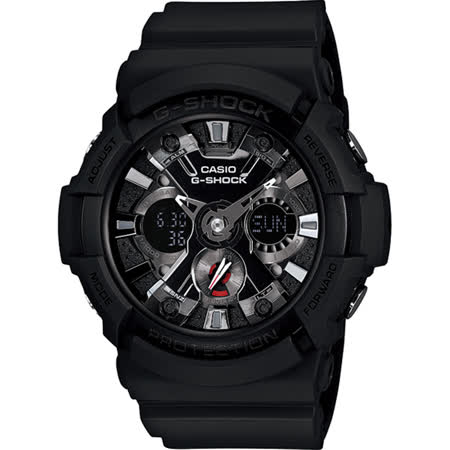 CASIO G-SHOCK 機械戰警 雙顯運動錶(GA-201-1A)黑