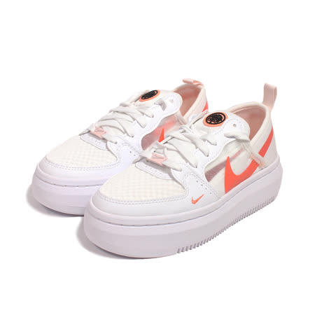 NIKE 女 W NIKE COURT VISION ALTA TXT 厚底小鋸齒可折式半透明網​​​​​​​布 經典復古鞋 白橘 - CW6536101