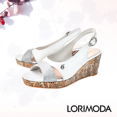LORIMODA
電繡楔型高跟涼鞋