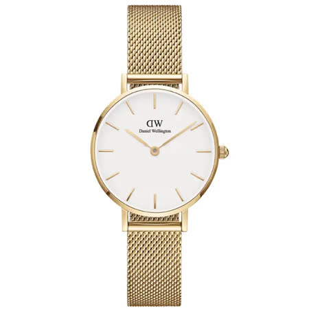【Daniel Wellington】Petite Evergold 28mm香檳金米蘭金屬錶(DW00100350)