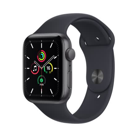 Apple Watch SE GPS 40mm 2021太空灰鋁金屬錶殼搭配午夜黑運動型錶帶