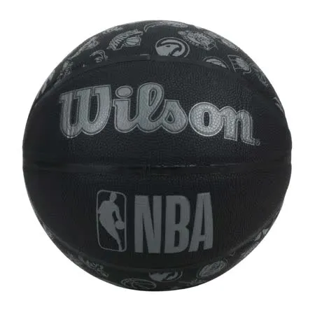 WILSON NBA ALL TEAM 隊徽合成皮籃球#7-訓練 室外 7號球 黑灰 F