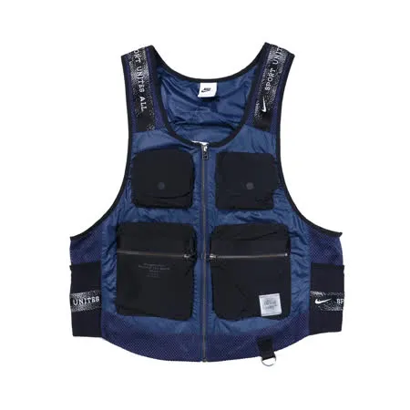 Nike 背心 NSW GREAT UNITY VEST 男款 機能 多口袋 網眼布面料 可機洗 藍 黑 DN1440-010 DN1440-010