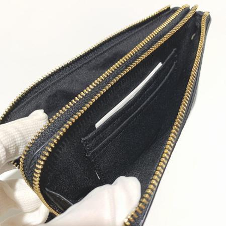 COACH 新品金屬馬車黑色荔枝皮革雙層手拿包(小)-附禮盒