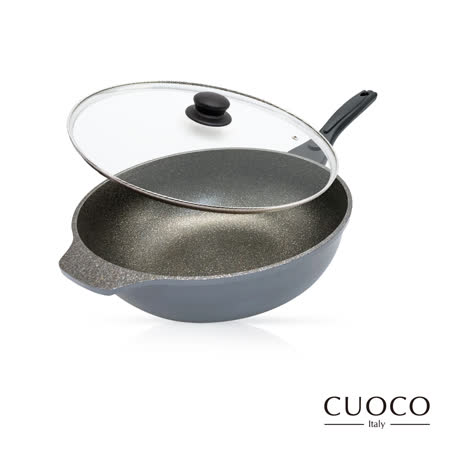 義大利CUOCO鈦晶岩大寶鍋(附蓋)34cm(贈不鏽鋼保溫便當盒)