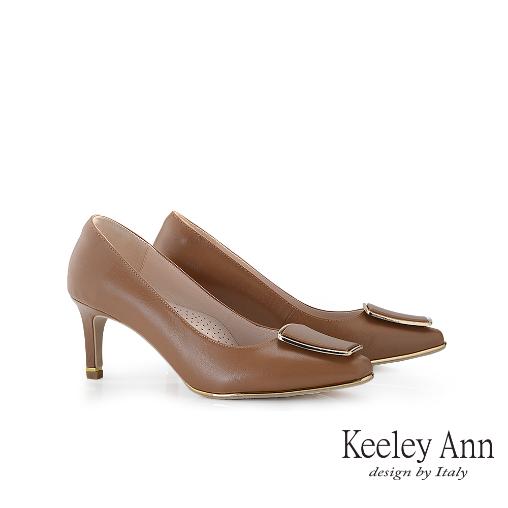 Keeley Ann個性金屬飾釦素面跟鞋(棕色185258325)