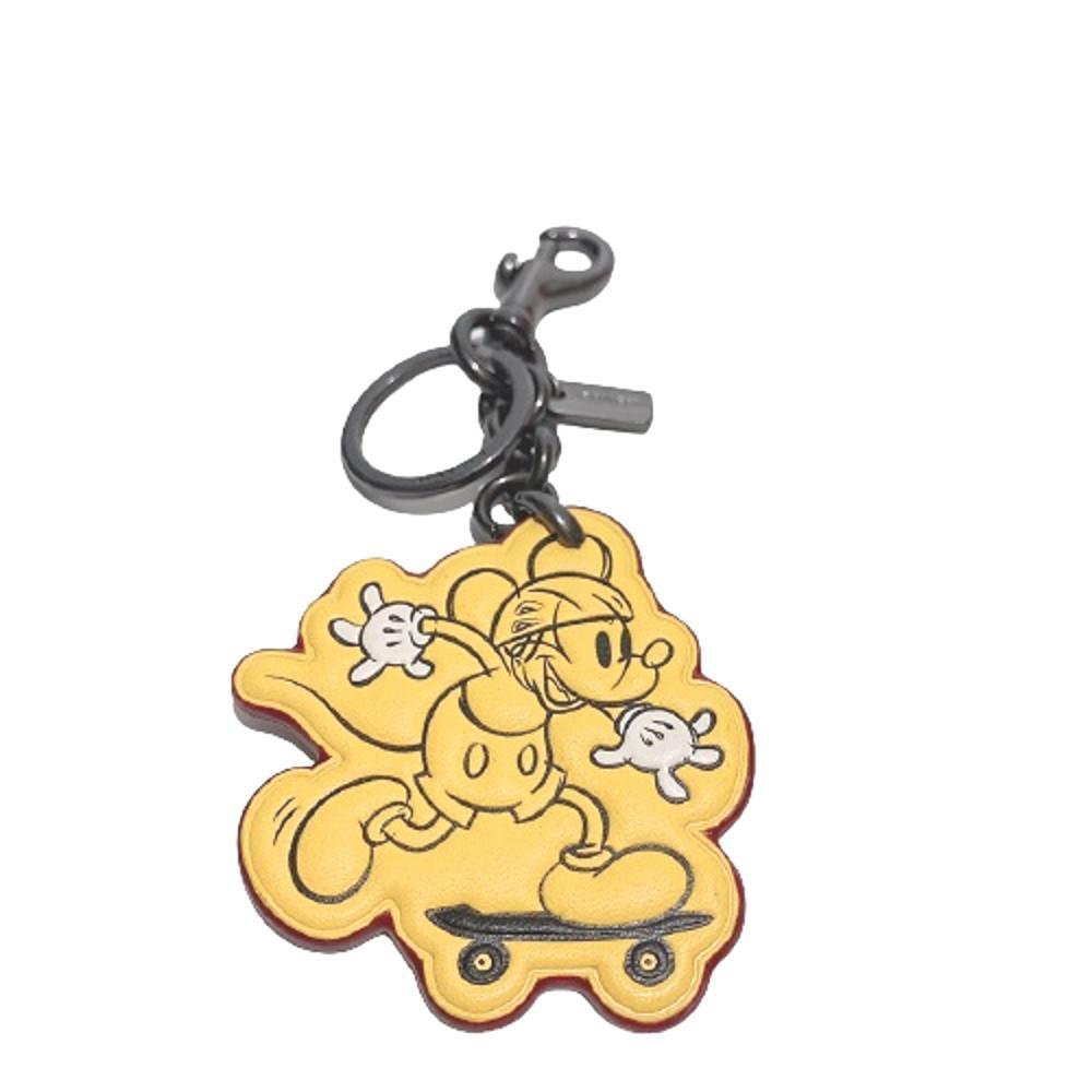 COACH 限量款 黃色米老鼠 Disney X Mickey 皮革鑰匙圈-附防塵袋