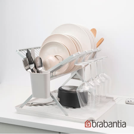 【荷蘭Brabantia】可折疊瀝水架-淺灰 (碗盤收納、五年保固)