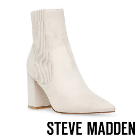 STEVE MADDEN】RECITE 絨面尖頭粗跟中筒靴(米白色) 7641397 - friDay購物