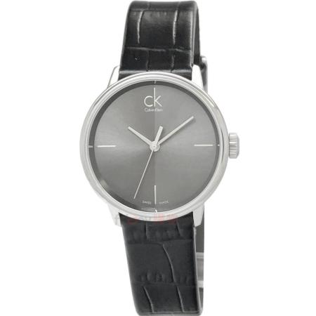 Calvin Klein CK 手錶 
灰黑面 黑皮帶 女錶