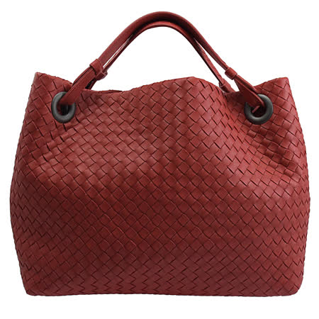 BOTTEGA VENETA 179320 手工編織小羊皮雙肩帶托特包.紅 大