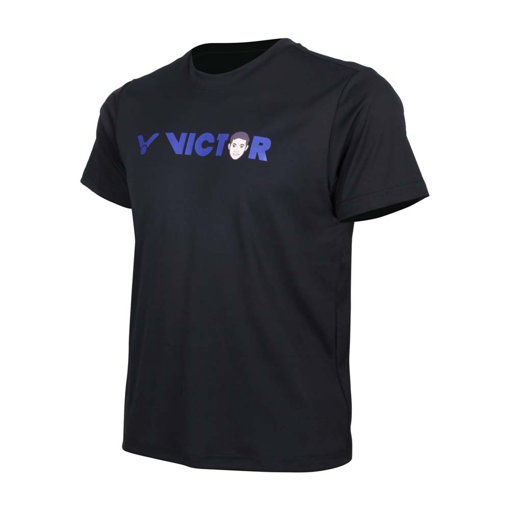(男) VICTOR 勝利V小隊Q版王子維短袖T恤-台灣製 吸濕排汗 涼感 慢跑 上衣 勝利 黑紫