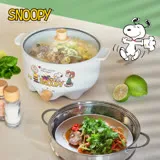 【SNOOPY 史努比】吃貨系列-S22不沾電湯鍋3L+M2209不鏽鋼蒸籠(美食鍋/電火鍋/快煮鍋/蒸籠/蒸架)