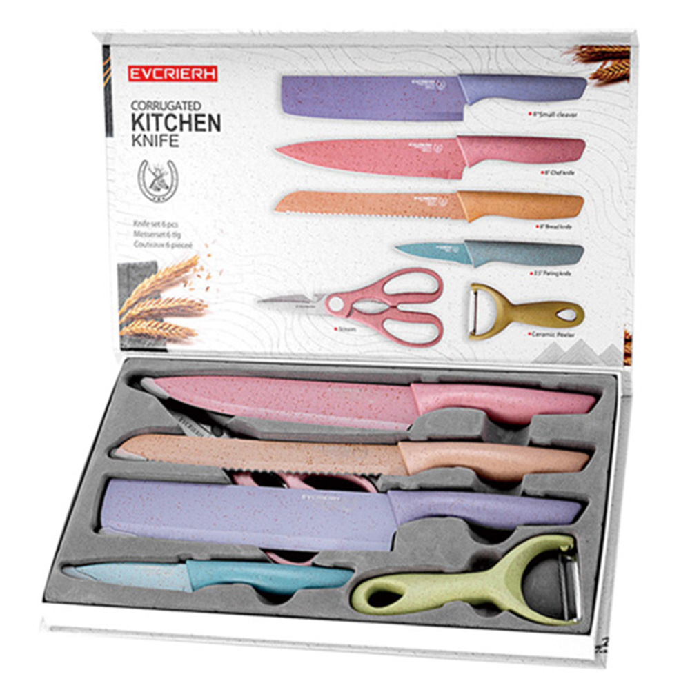 DOLEE 六件式廚房刀具套組(切菜刀、切片刀、麵包刀、水果刀、剪刀、削皮器)