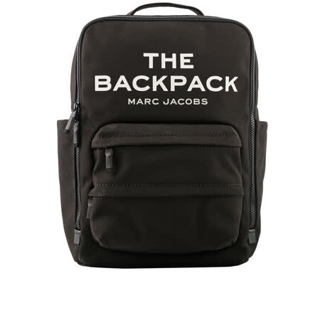 【MARC JACOBS】The Backpack 帆布雙拉鍊方形後背包(黑色) 