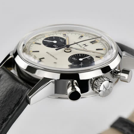 HAMILTON漢米爾頓 美國經典系列 Intra Matic 白熊貓皮革計時機械腕錶 / H38429710 / 40mm