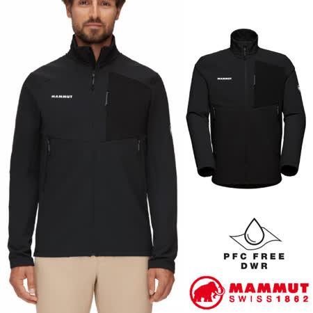 【瑞士 MAMMUT 長毛象】男款 Madris ML Jacket 防風保暖立領刷毛外套/1014-02420-0047 黑/白