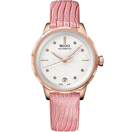MIDO 美度 花雨系列雅緻蓮花機械錶-M0432073601100/粉34mm