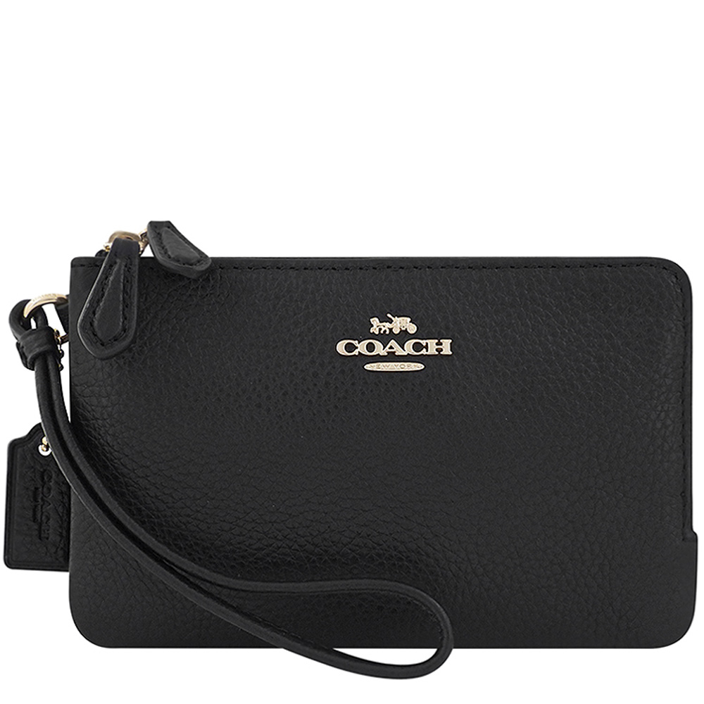 COACH 皮革雙層手拿包(黑色)
