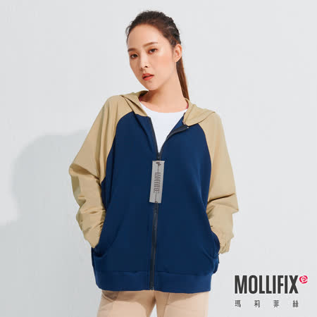 MOLLIFIX 瑪莉菲絲 撞色連帽棒球外套