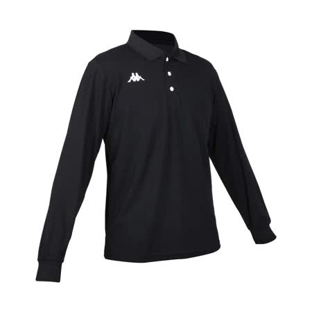 (男) KAPPA K4T長袖POLO衫-台灣製 慢跑 高爾夫 網球 吸濕排汗 上衣 黑白