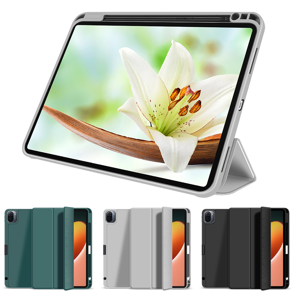 □貼心筆槽設計!! 潮流軟殼輕薄款□Xiaomi 小米平板5 / 5 pro 11吋 2021版 平板電腦保護套 三折支架 專用皮套