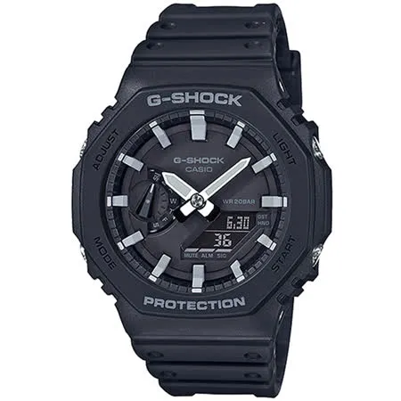 CASIO  G-SHOCK 八角防護結構雙顯運動手錶/黑/GA-2100-1A