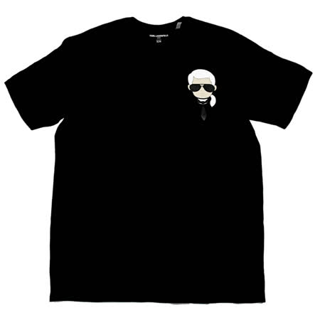 KARL LAGERFELD 卡爾 素面老佛爺公仔棉質短T恤.黑(多尺寸)