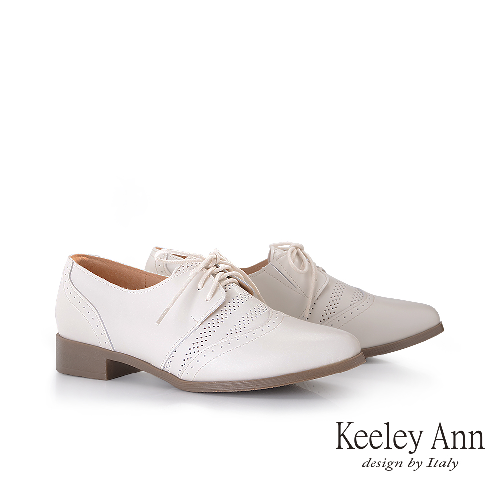 Keeley Ann學院風綁帶牛津鞋(米白色185163132)