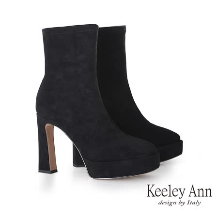 Keeley Ann彈力布高跟中筒靴(黑色177567410)